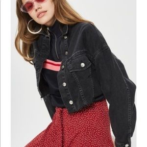 Topshop hacked off black denim jacket